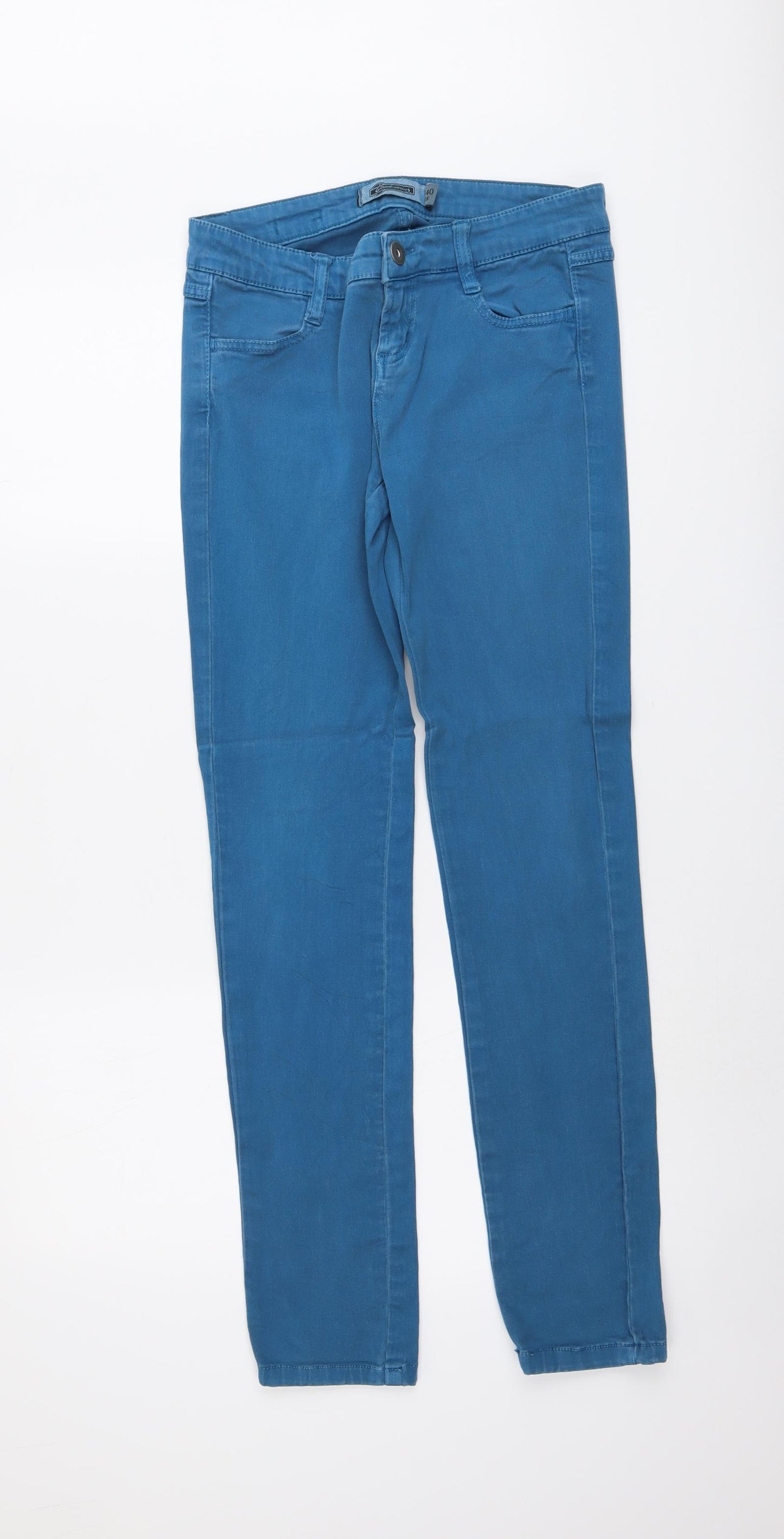Stradivarius Womens Blue Cotton Skinny Jeans Size 12 L30 in Regular Button