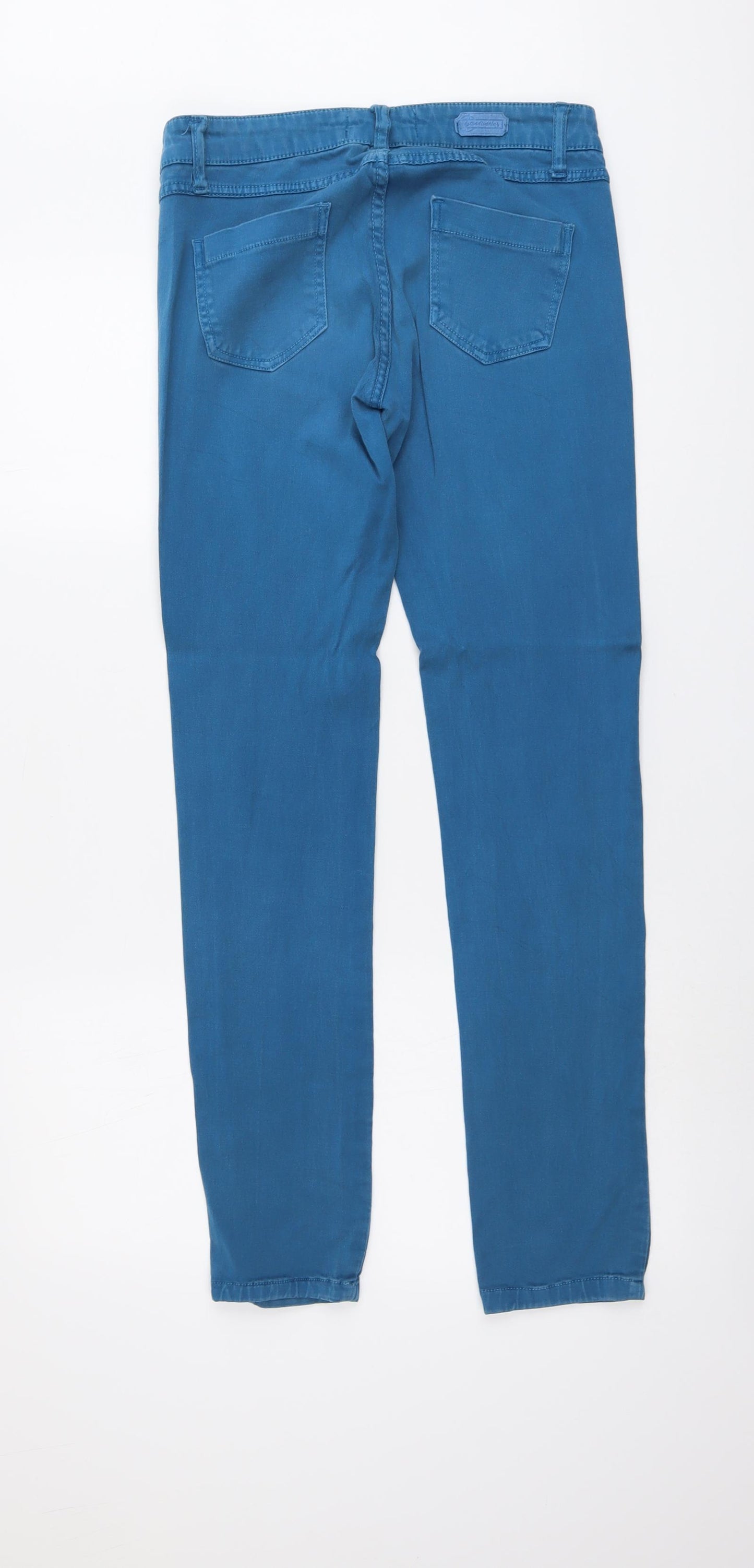 Stradivarius Womens Blue Cotton Skinny Jeans Size 12 L30 in Regular Button