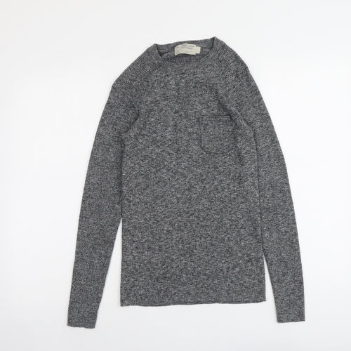 Maison Cinqcent Womens Grey Round Neck Cotton Pullover Jumper Size S