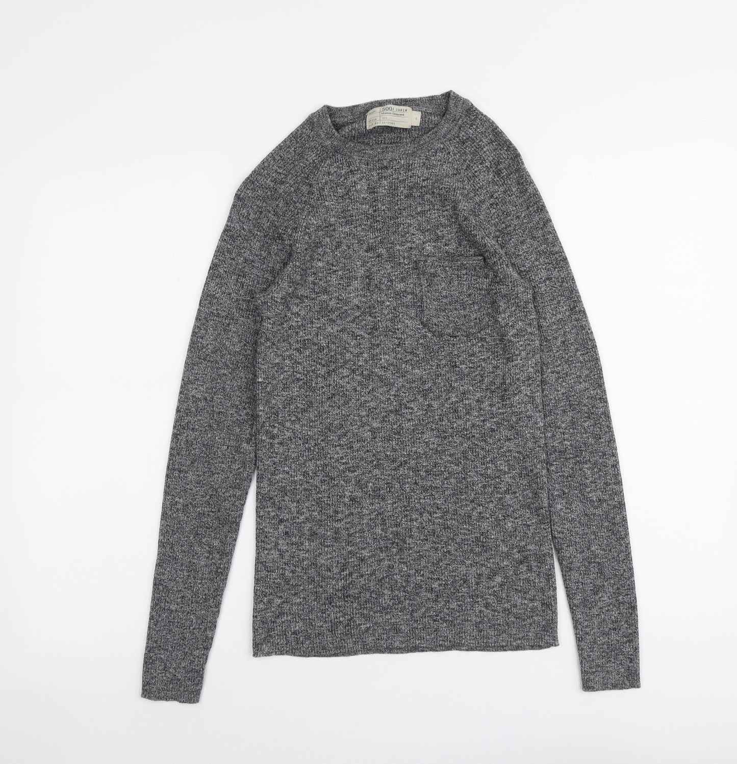 Maison Cinqcent Womens Grey Round Neck Cotton Pullover Jumper Size S