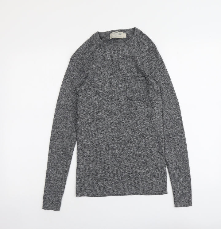 Maison Cinqcent Womens Grey Round Neck Cotton Pullover Jumper Size S