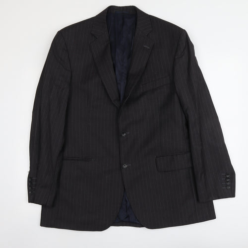 AsutiN Reed Mens Black Striped Wool Jacket Suit Jacket Size L Regular