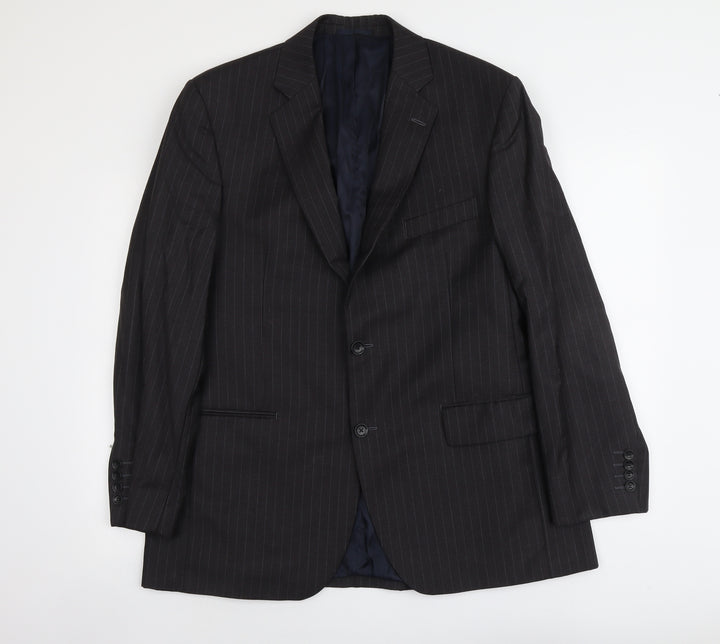 AsutiN Reed Mens Black Striped Wool Jacket Suit Jacket Size L Regular