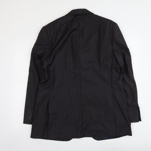 AsutiN Reed Mens Black Striped Wool Jacket Suit Jacket Size L Regular