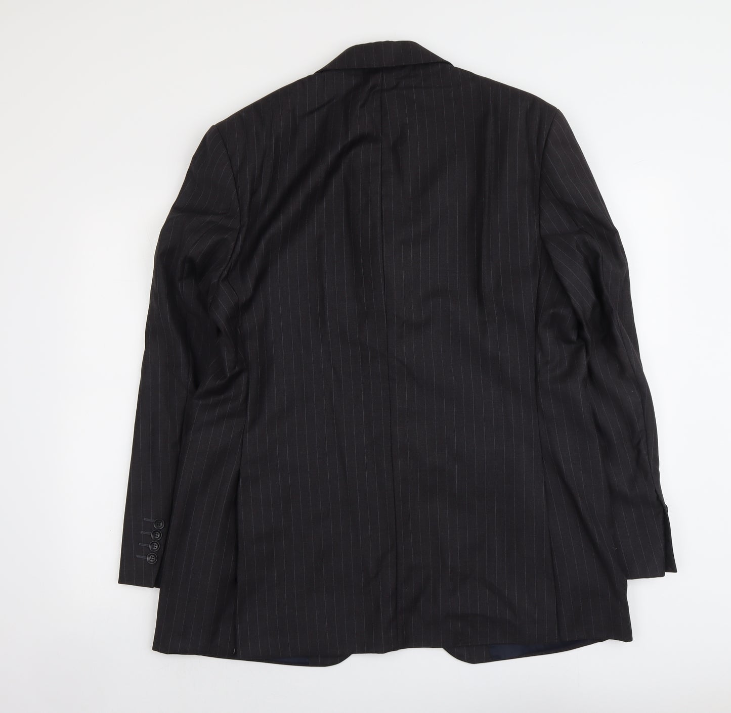 AsutiN Reed Mens Black Striped Wool Jacket Suit Jacket Size L Regular