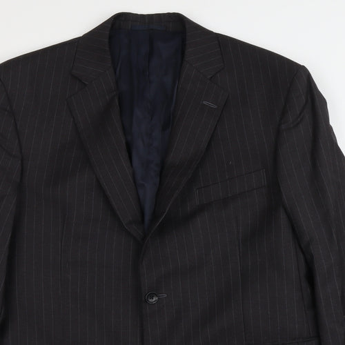 AsutiN Reed Mens Black Striped Wool Jacket Suit Jacket Size L Regular
