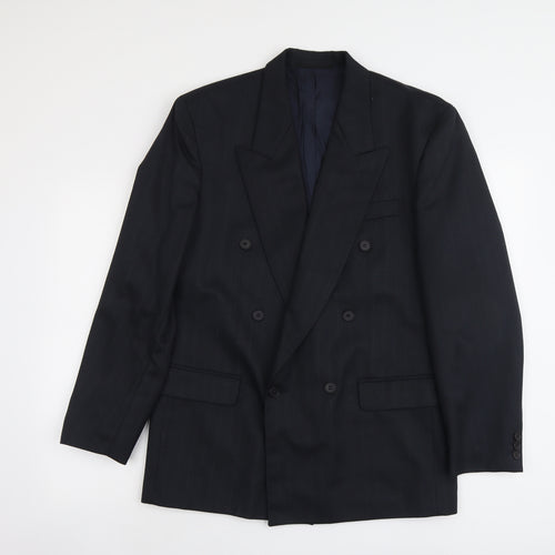Horne Brothers Mens Blue Striped Polyester Jacket Suit Jacket Size M Regular
