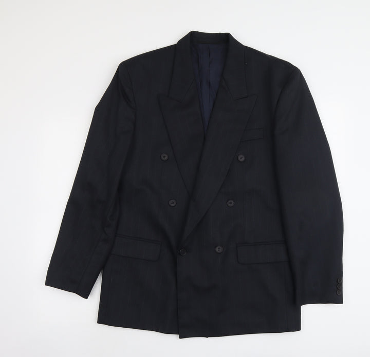 Horne Brothers Mens Blue Striped Polyester Jacket Suit Jacket Size M Regular