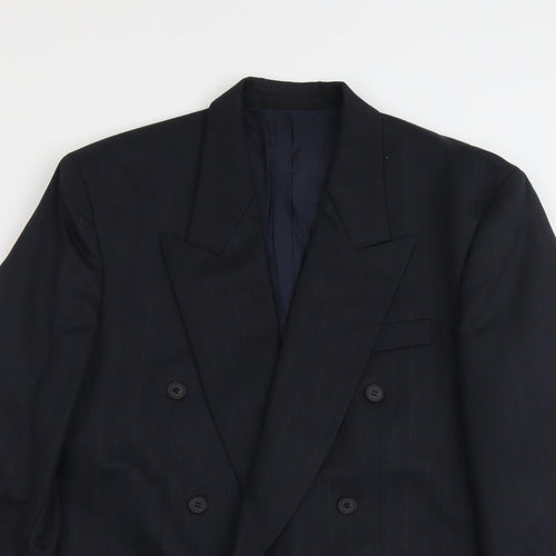 Horne Brothers Mens Blue Striped Polyester Jacket Suit Jacket Size M Regular