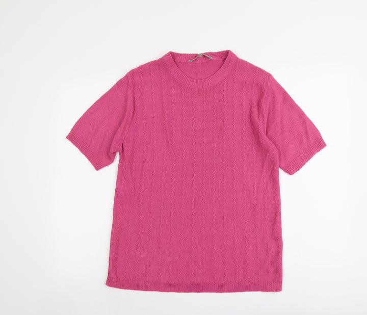 Akal Collection Womens Pink Round Neck Acrylic Pullover Jumper Size M