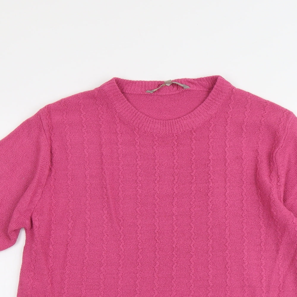 Akal Collection Womens Pink Round Neck Acrylic Pullover Jumper Size M