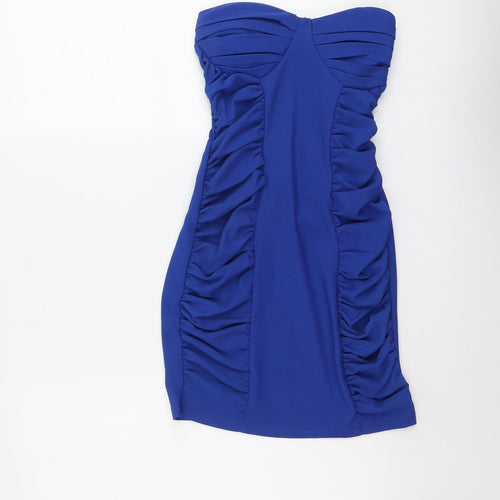 Little Luli Womens Blue Polyester Bodycon Size S Sweetheart Zip