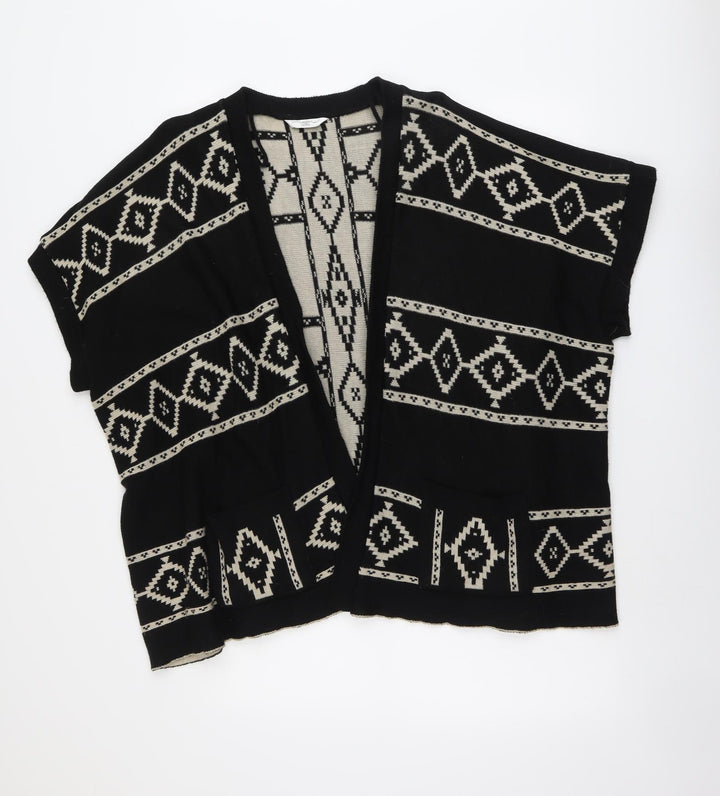New Look Womens Black V-Neck Geometric Acrylic Cardigan Jumper Size S