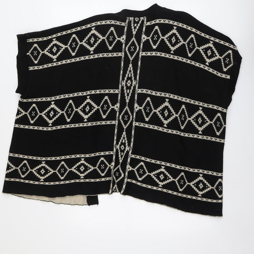 New Look Womens Black V-Neck Geometric Acrylic Cardigan Jumper Size S