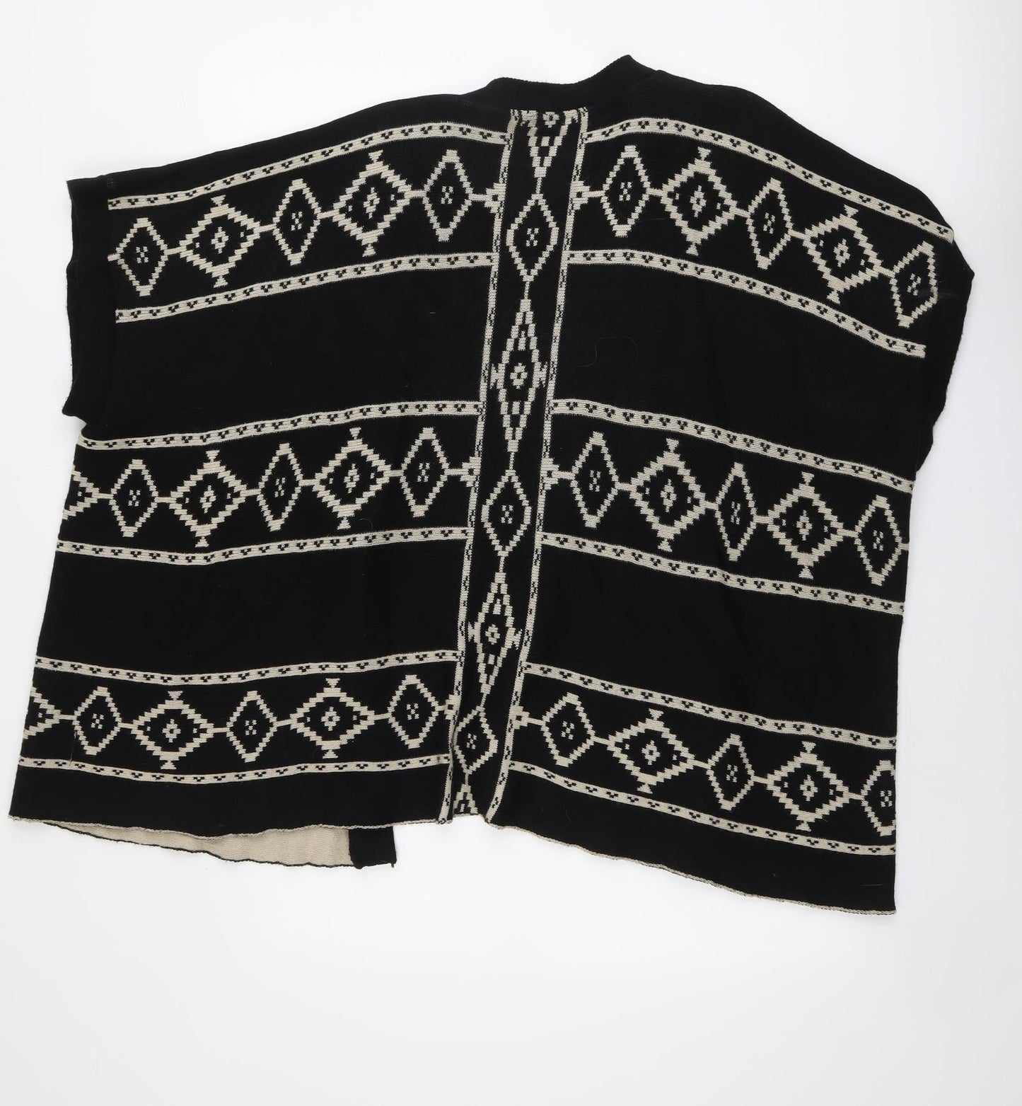 New Look Womens Black V-Neck Geometric Acrylic Cardigan Jumper Size S