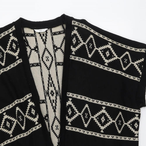 New Look Womens Black V-Neck Geometric Acrylic Cardigan Jumper Size S