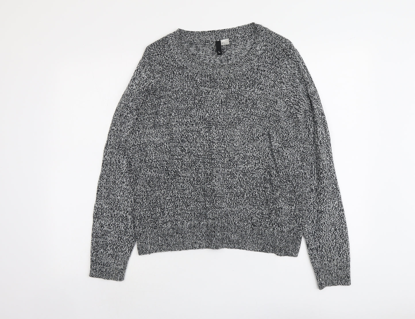 H&M Womens Grey Round Neck Acrylic Pullover Jumper Size L