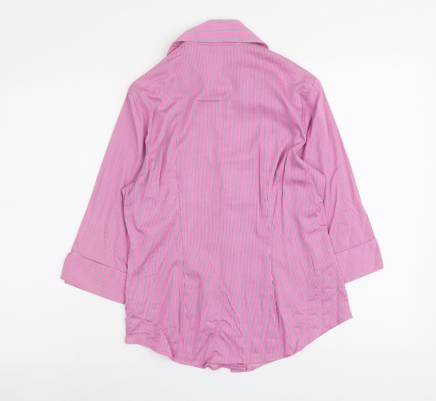 Jermyn Street Womens Pink Striped Cotton Basic Button-Up Size 10 Collared