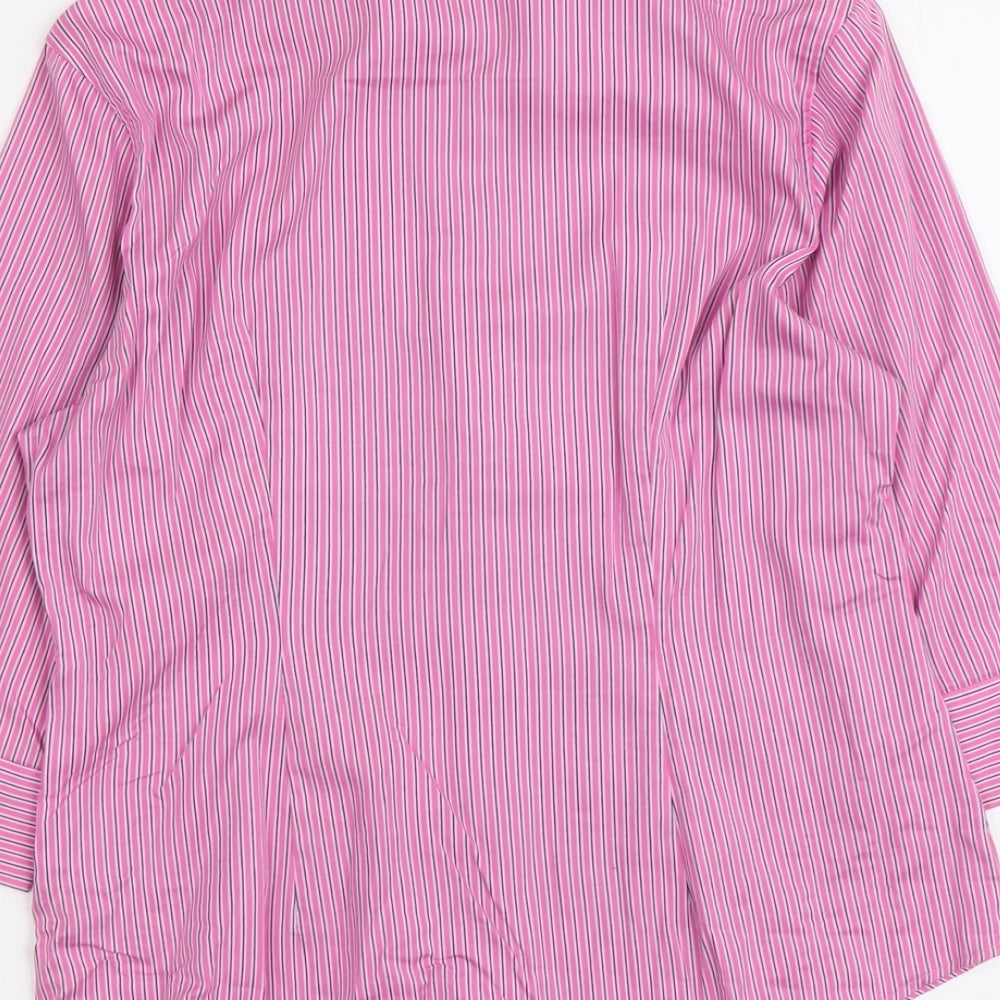 Jermyn Street Womens Pink Striped Cotton Basic Button-Up Size 10 Collared