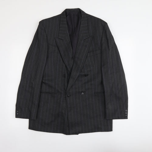 Hornes Mens Grey Striped Polyester Jacket Blazer Size L Regular