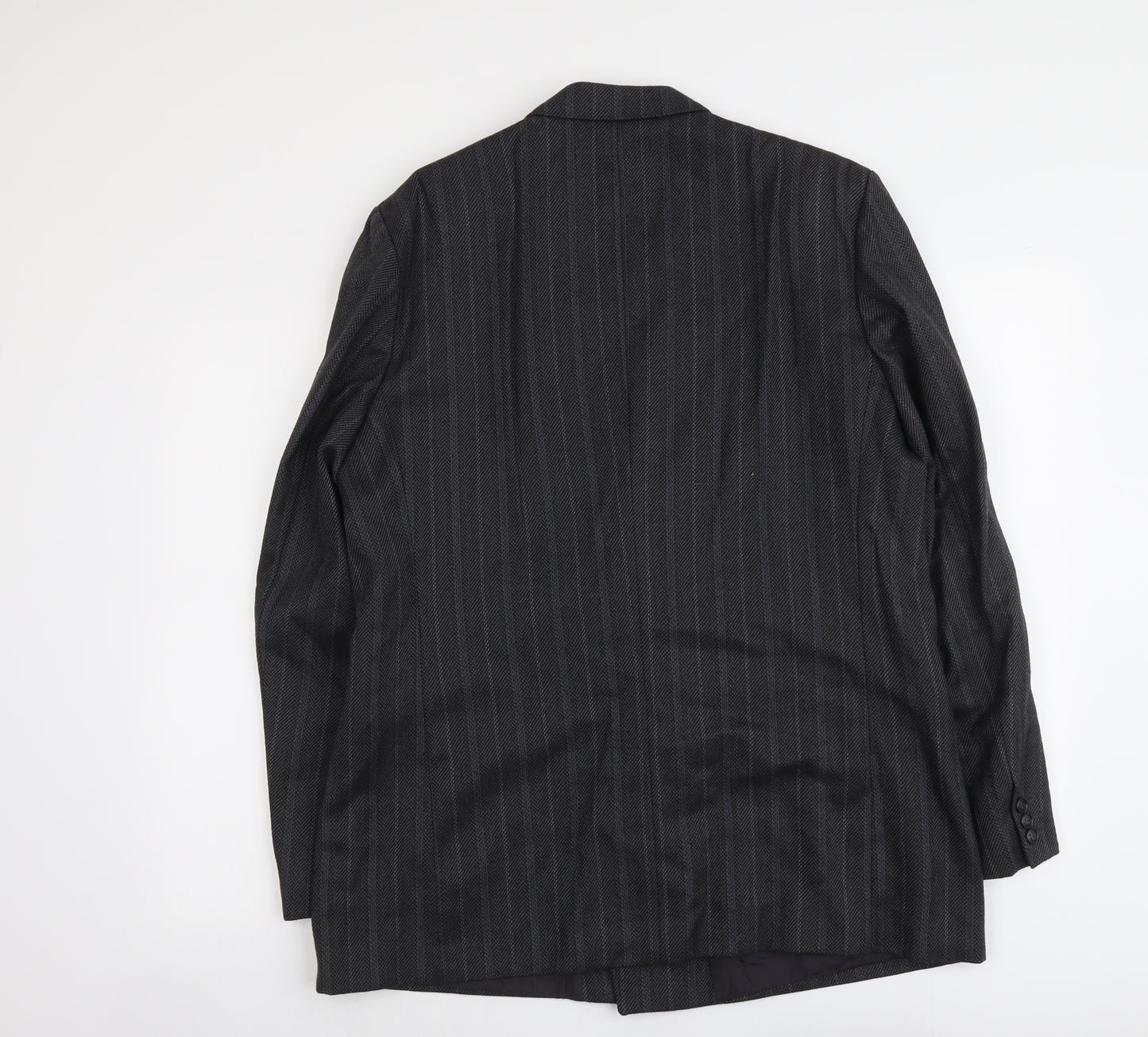 Hornes Mens Grey Striped Polyester Jacket Blazer Size L Regular