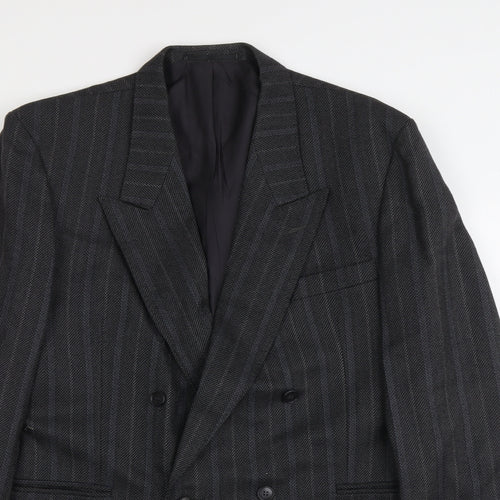 Hornes Mens Grey Striped Polyester Jacket Blazer Size L Regular