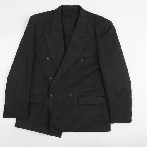 Marlowe Mens Grey Plaid Polyester Jacket Suit Jacket Size L Regular