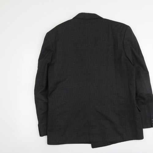 Marlowe Mens Grey Plaid Polyester Jacket Suit Jacket Size L Regular