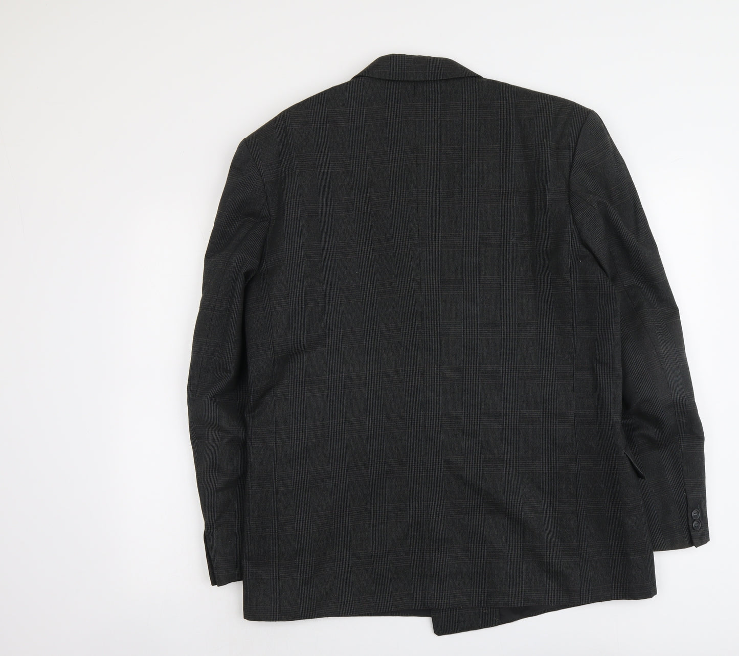 Marlowe Mens Grey Plaid Polyester Jacket Suit Jacket Size L Regular