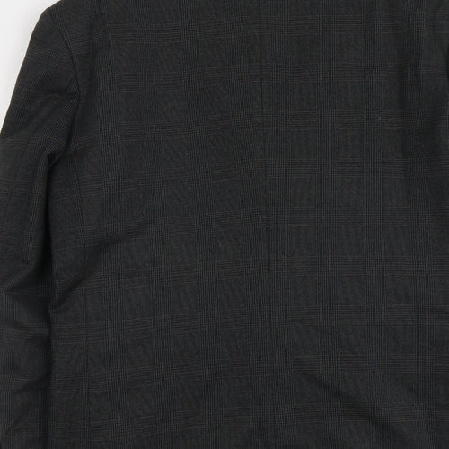 Marlowe Mens Grey Plaid Polyester Jacket Suit Jacket Size L Regular