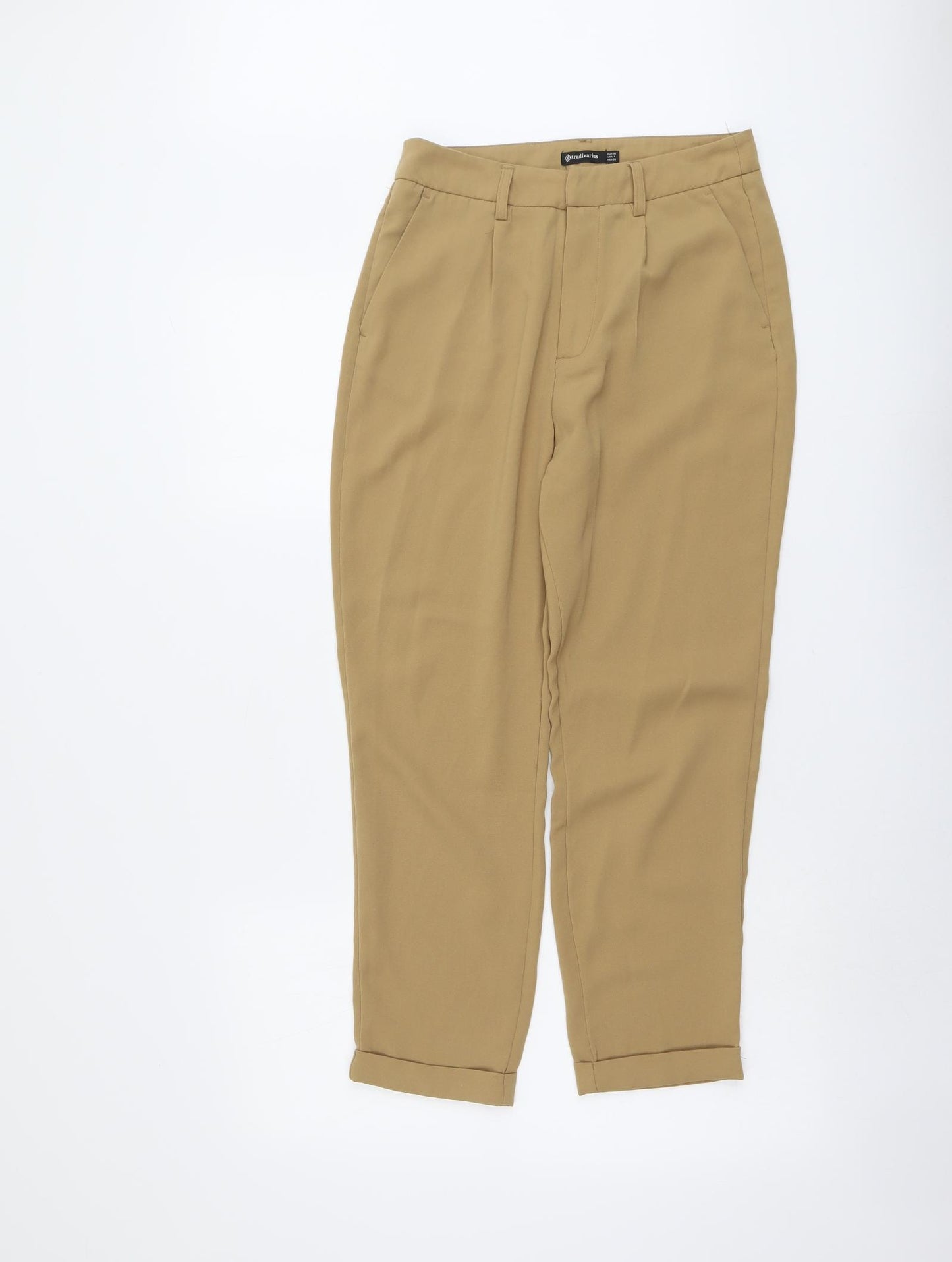 Stradivarius Womens Beige Polyester Trousers Size 8 L25 in Regular Button