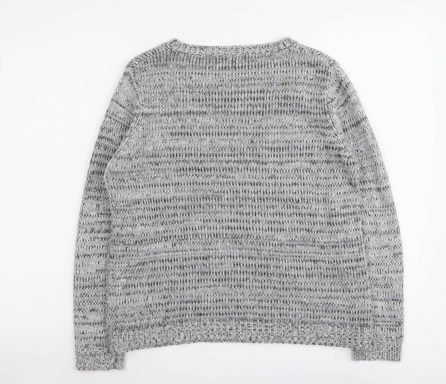 Select Womens Grey Round Neck Acrylic Pullover Jumper Size 12