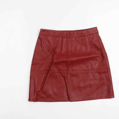 New Look Womens Red Polyester Mini Skirt Size 6 Zip