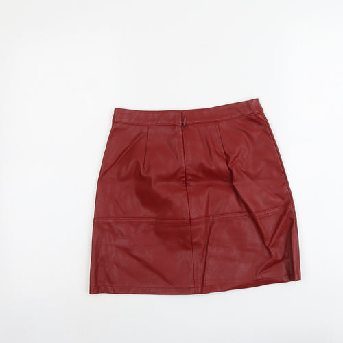 New Look Womens Red Polyester Mini Skirt Size 6 Zip