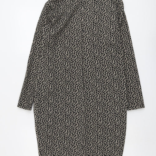 Principles Womens Beige Animal Print Polyester Jumper Dress Size 10 Round Neck Pullover - Leopard Pattern