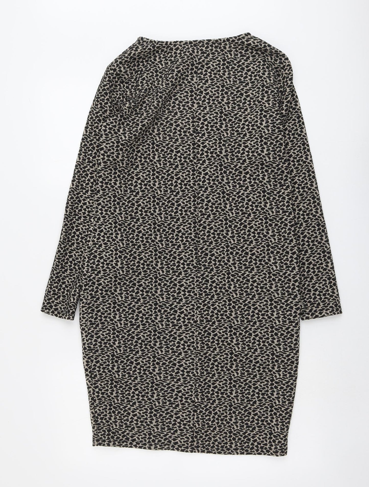 Principles Womens Beige Animal Print Polyester Jumper Dress Size 10 Round Neck Pullover - Leopard Pattern