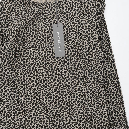 Principles Womens Beige Animal Print Polyester Jumper Dress Size 10 Round Neck Pullover - Leopard Pattern