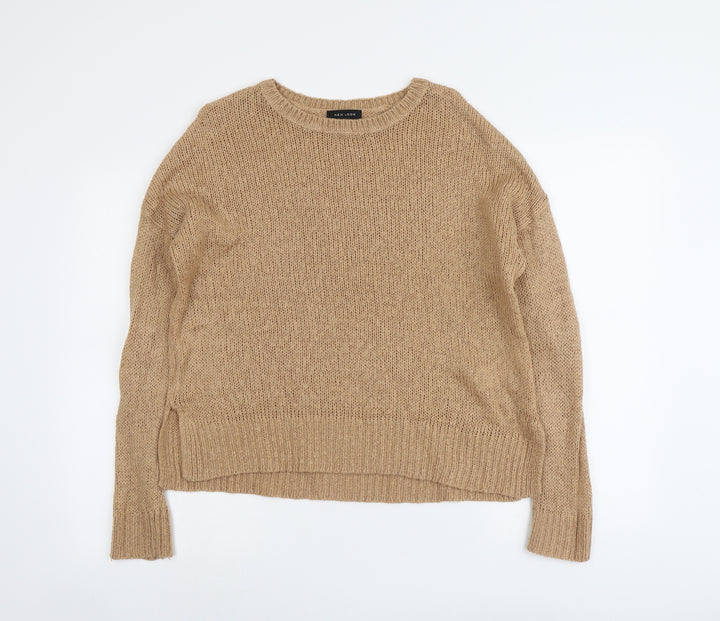 New Look Womens Beige Round Neck Acrylic Pullover Jumper Size M