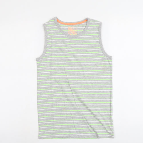 Urbn-Dept Boys Grey Striped Cotton Pullover Tank Size 12 Years Round Neck Pullover