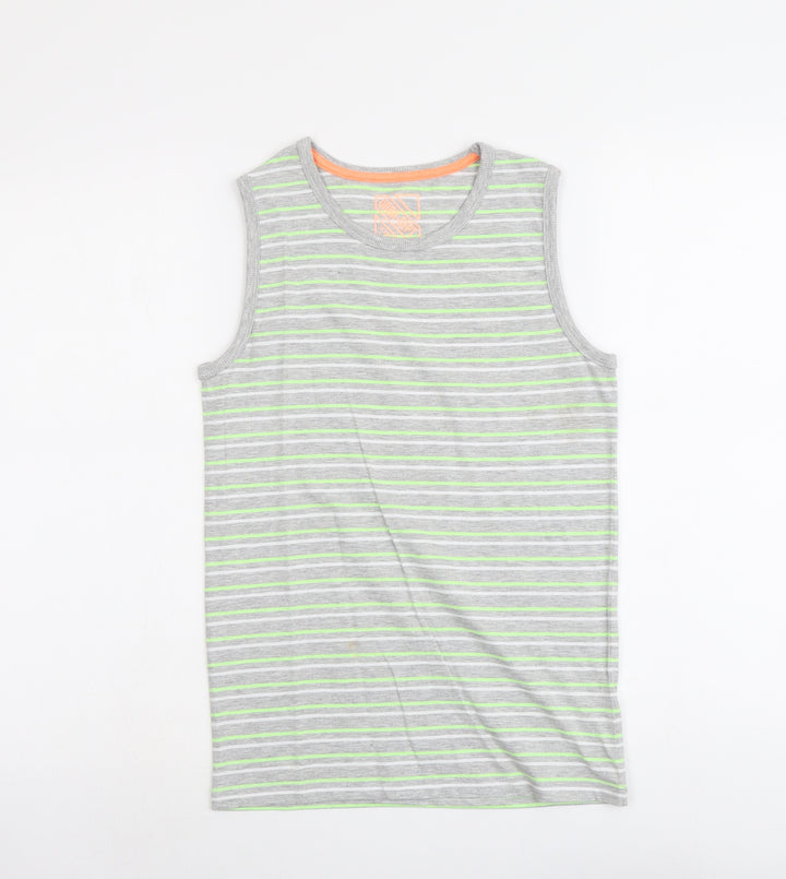 Urbn-Dept Boys Grey Striped Cotton Pullover Tank Size 12 Years Round Neck Pullover