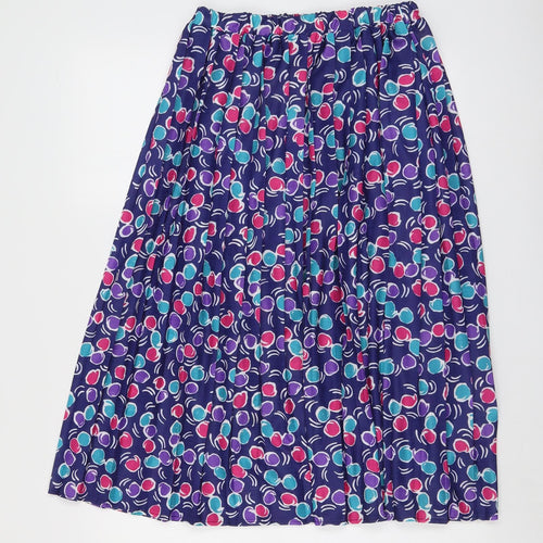 Classic Womens Multicoloured Geometric Polyester Pleated Skirt Size 12