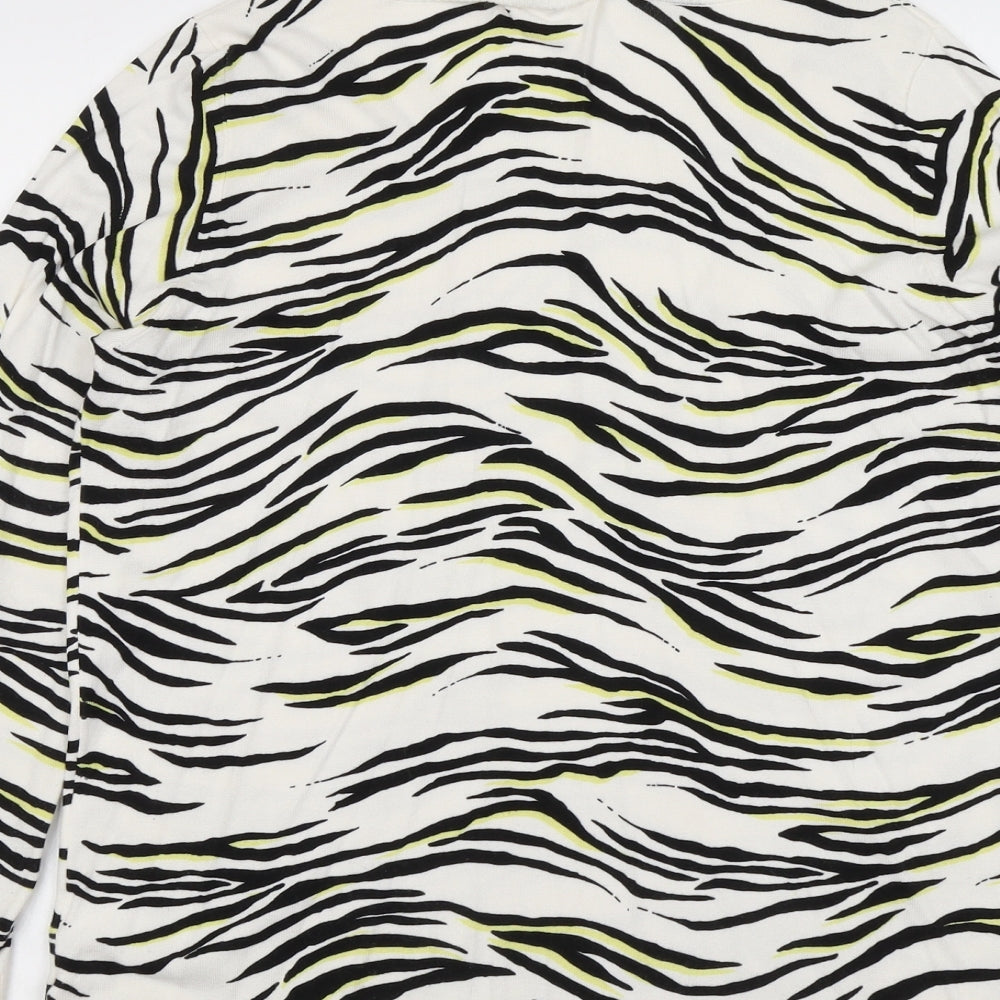 NEXT Womens Ivory Round Neck Animal Print Viscose Pullover Jumper Size 14 - Tiger Pattern