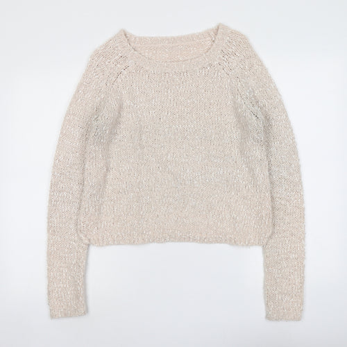 H&M Womens Pink Round Neck Acrylic Pullover Jumper Size 10