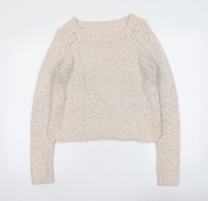 H&M Womens Pink Round Neck Acrylic Pullover Jumper Size 10
