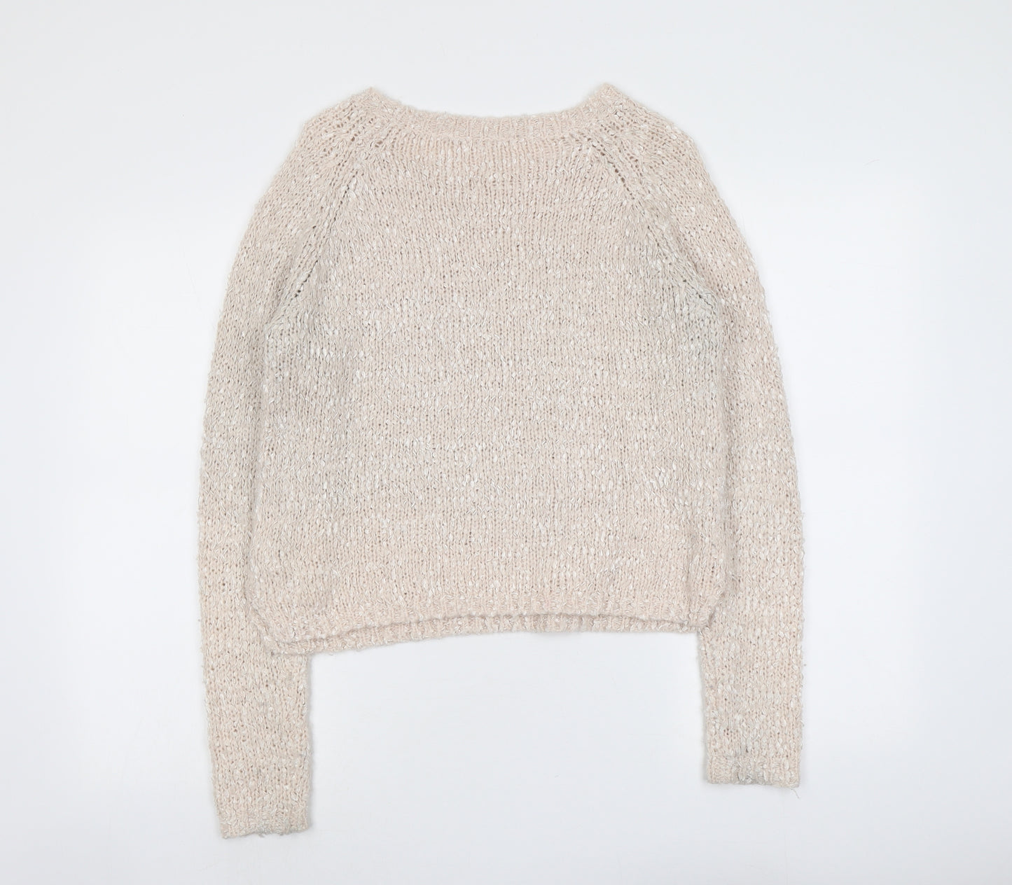 H&M Womens Pink Round Neck Acrylic Pullover Jumper Size 10