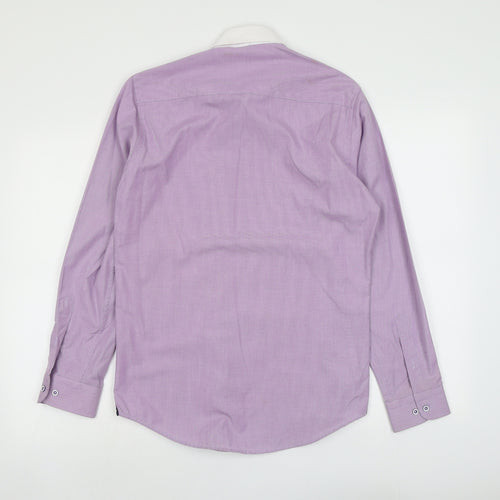 Benetti Mens Purple Cotton Button-Up Size 15 Collared Button