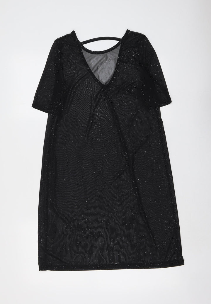 River Island Womens Black Polyester A-Line Size 10 V-Neck Pullover