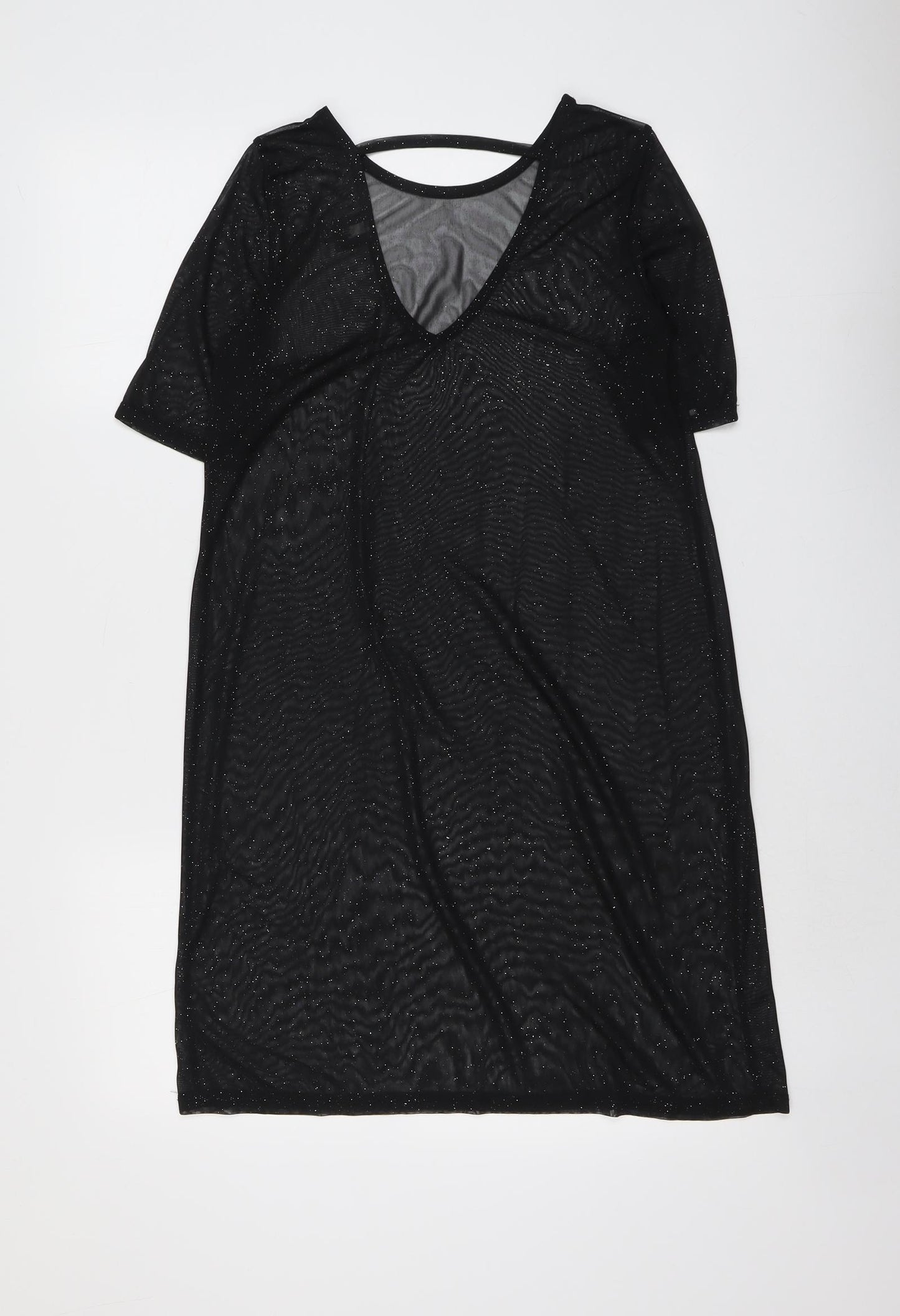 River Island Womens Black Polyester A-Line Size 10 V-Neck Pullover
