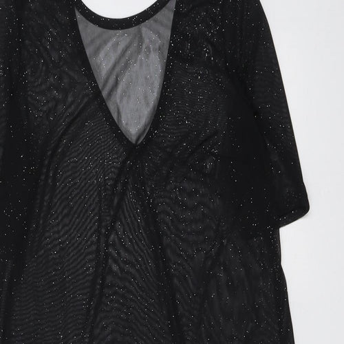 River Island Womens Black Polyester A-Line Size 10 V-Neck Pullover