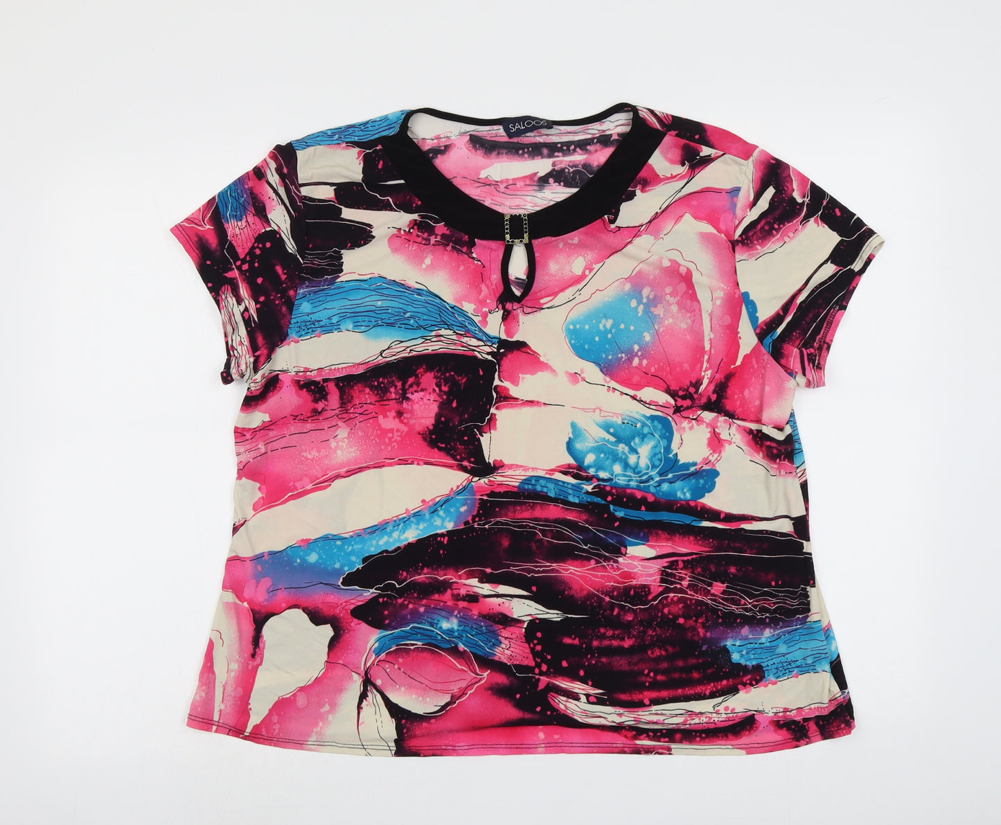 Saloos Womens Multicoloured Geometric Polyester Basic Blouse Size 22 Round Neck